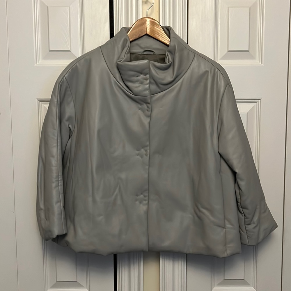 Padded leather jacket - Picture 2 of 4